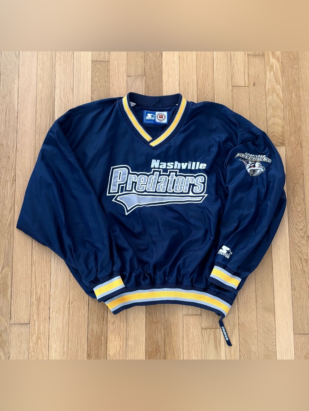 Vintage Starter Jacket 90s Nashville Predators XL Pullover Windbreaker V-Neck